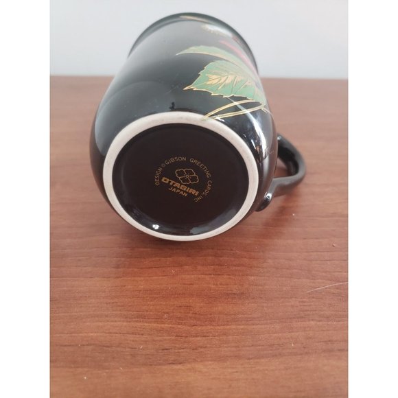 Otagiri Hummingbird Coffee Tea Cup- Red Hibiscus- Black Porcelain - Picture 4 of 4